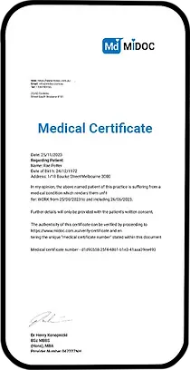 MIDOC Medical Certificate